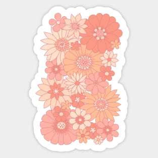 Retro Daisy Floral - Peach Sticker
